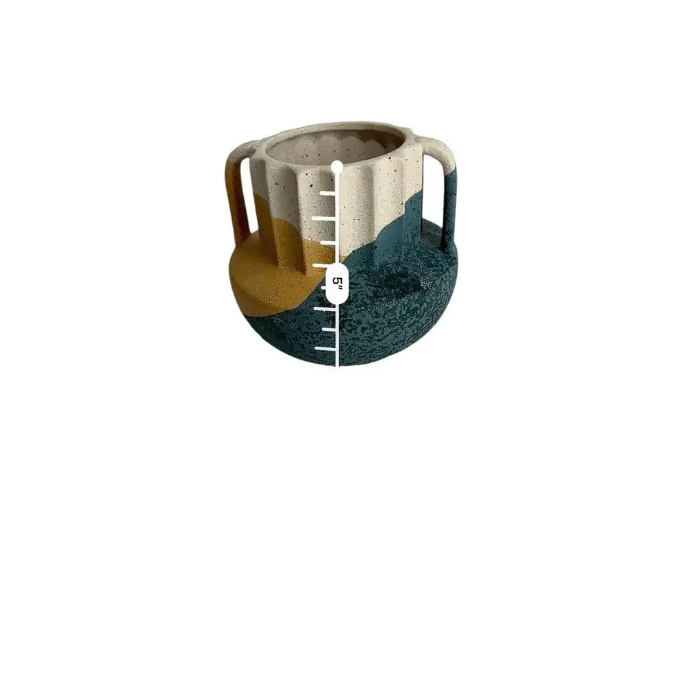 Modern dip fluted double handle vase 5 Inch